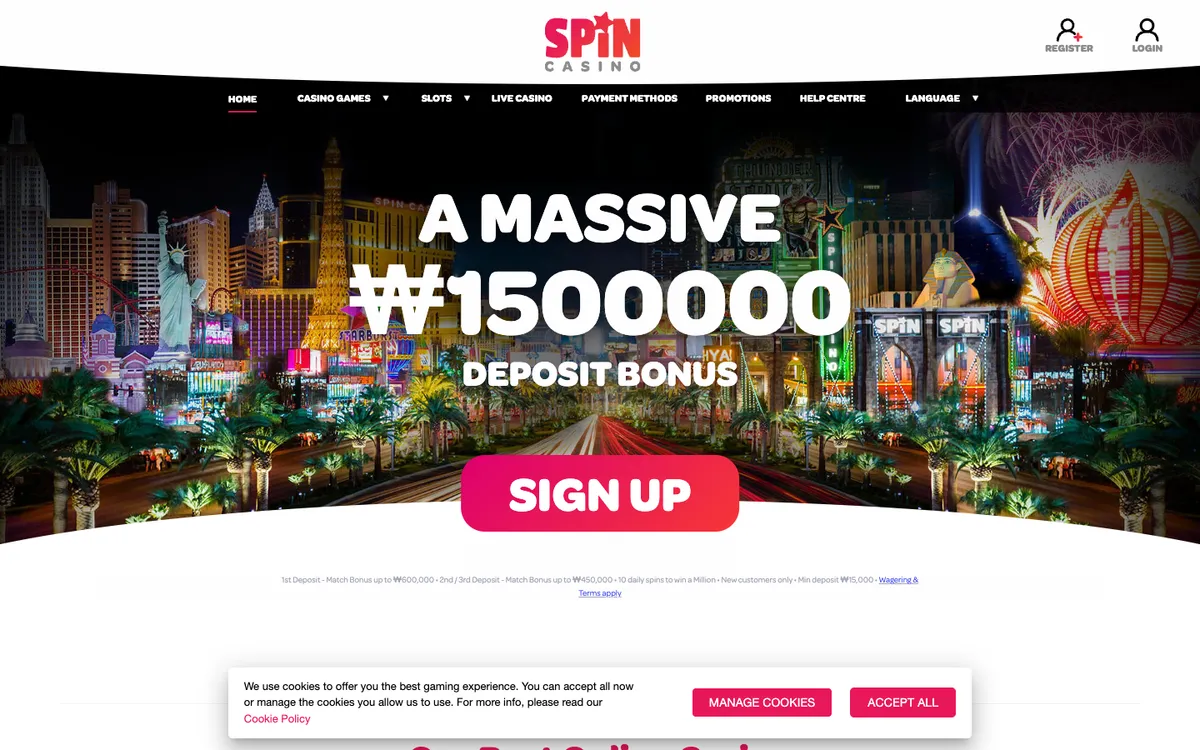 Spin Casino — «Главная», снято из страны Республика Корея
