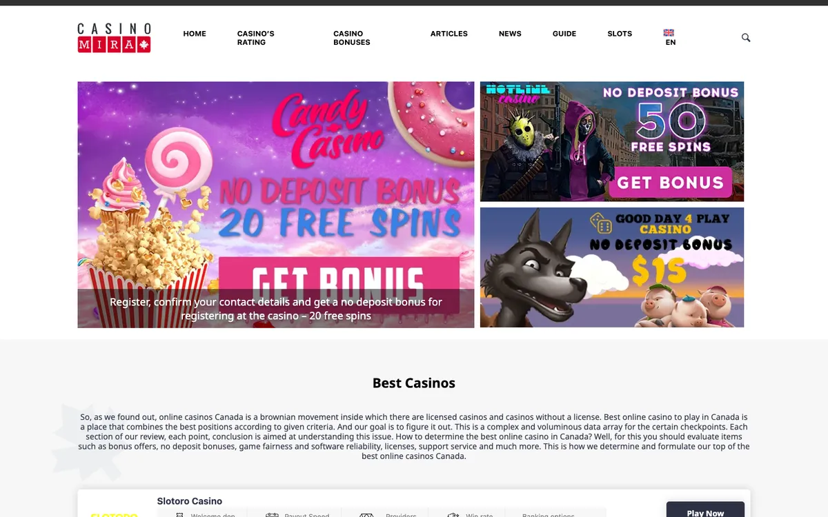 Casino Mira — Home page, captured from United States