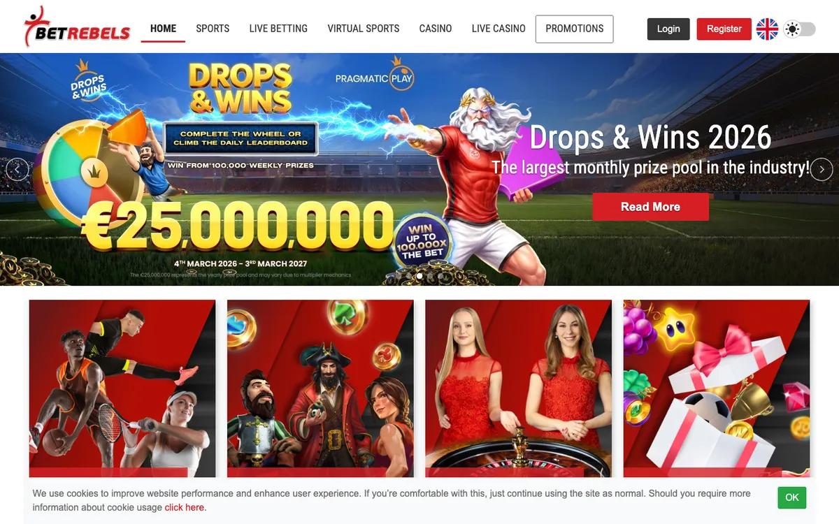 Betrebels Casino — Home page, captured from Austria