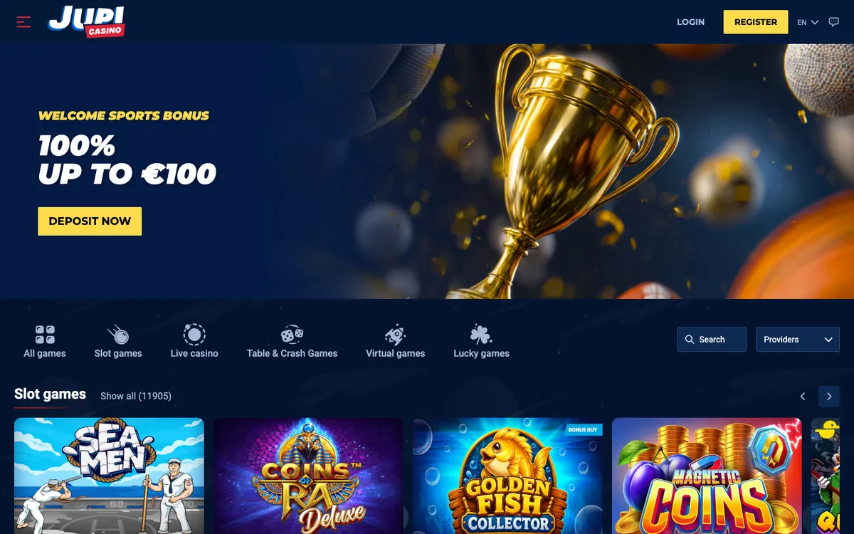 Jupi Casino — Home page, captured from Germany