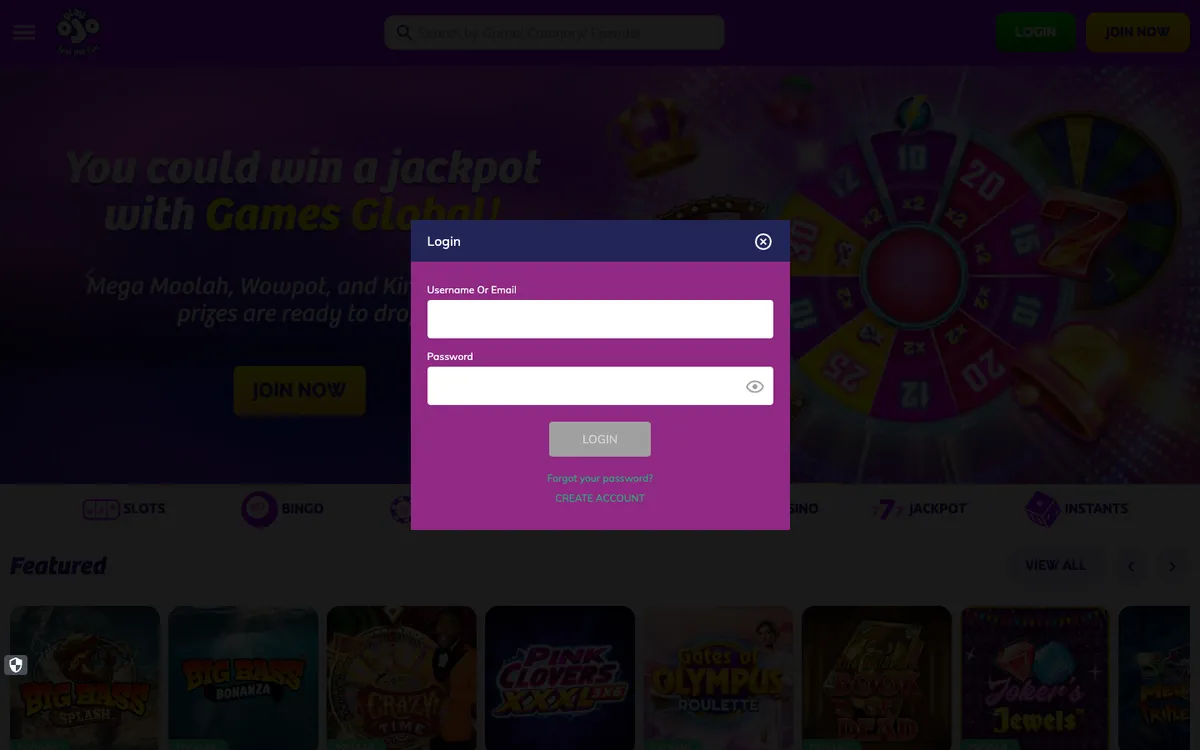 PlayOJO Casino — Sign-up, captured from United Kingdom