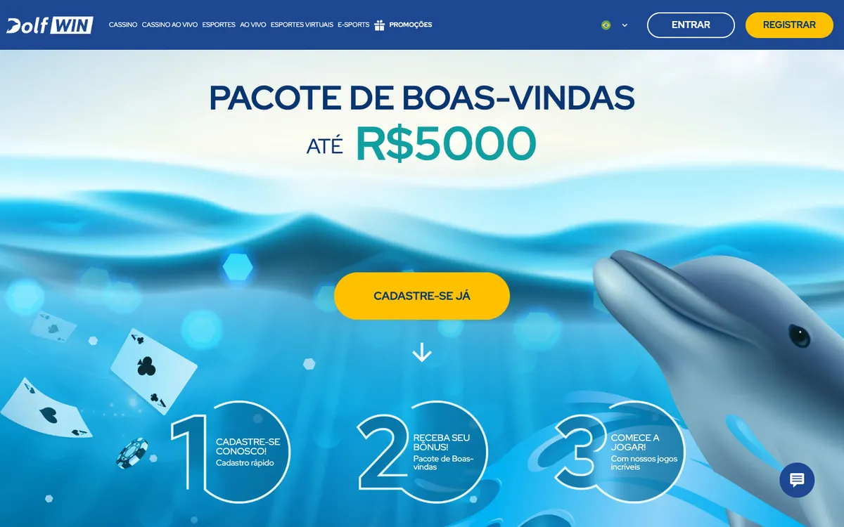 Dolfwin Casino — Home page, captured from Brazil