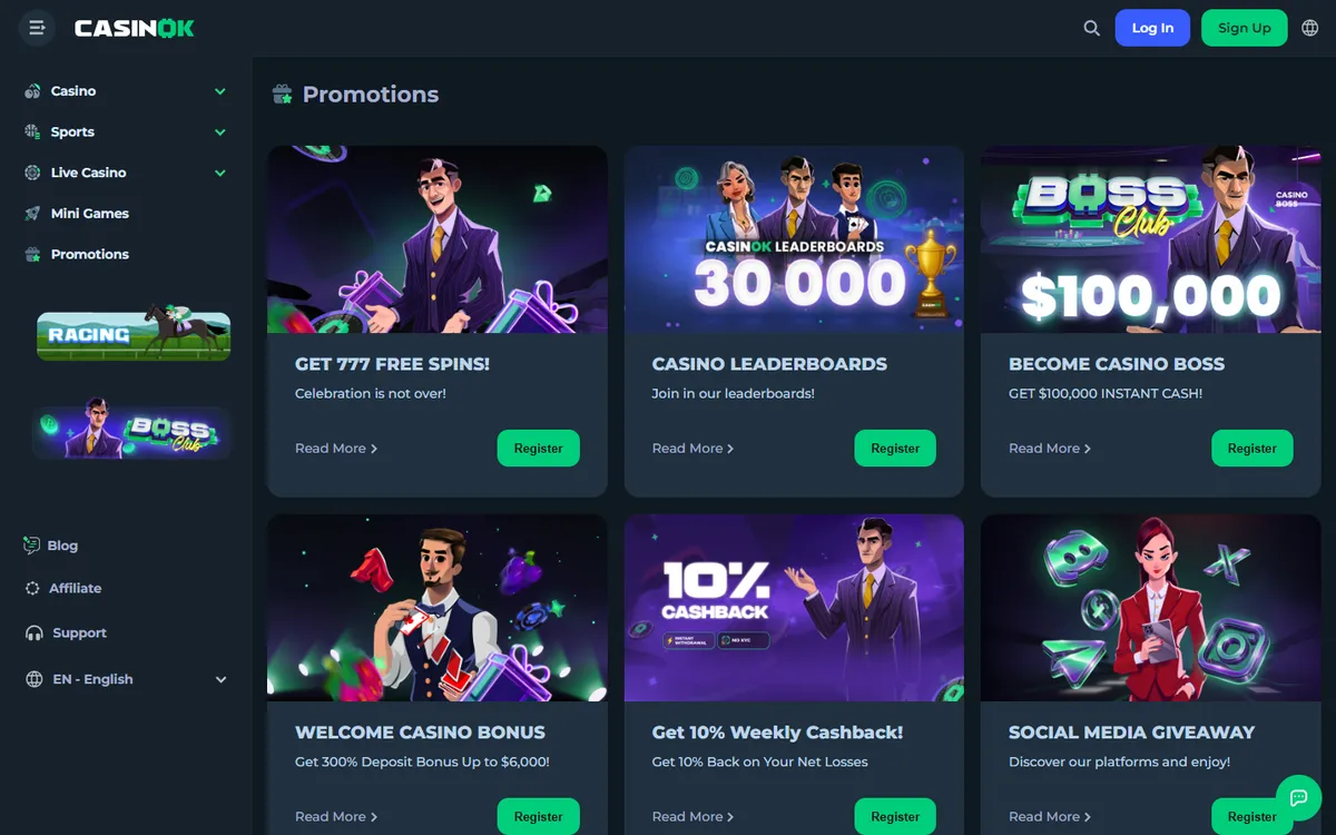 CasinOK — Promotions, captured from Canada