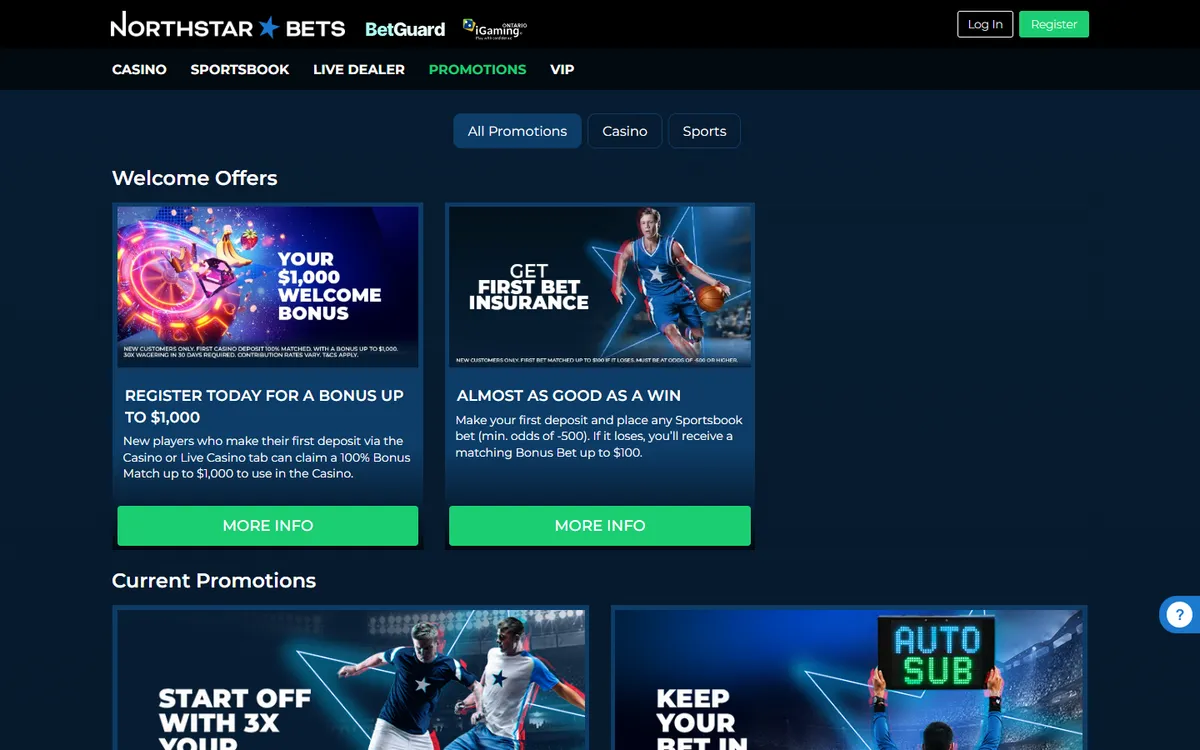Northstar Bets Casino Ontario — Promotions, captured from Canada