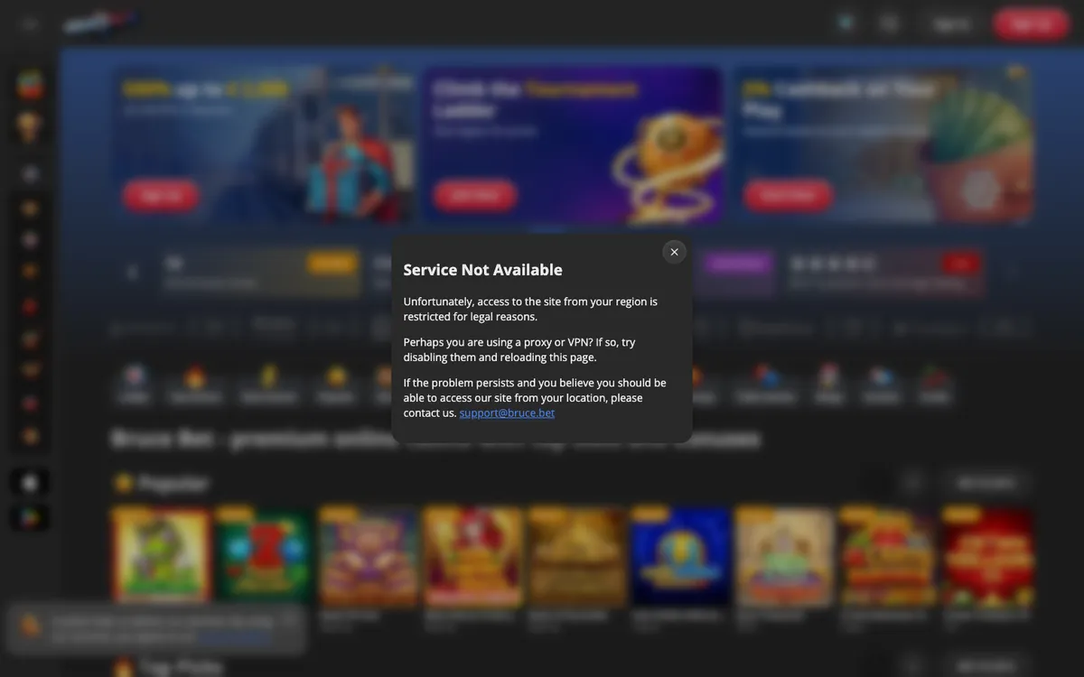 BruceBet Casino — Sign-up, captured from Belgium