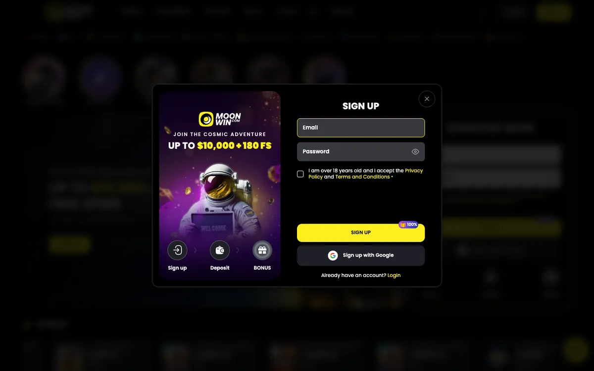 Moonwin Casino — Payments, captured from Canada