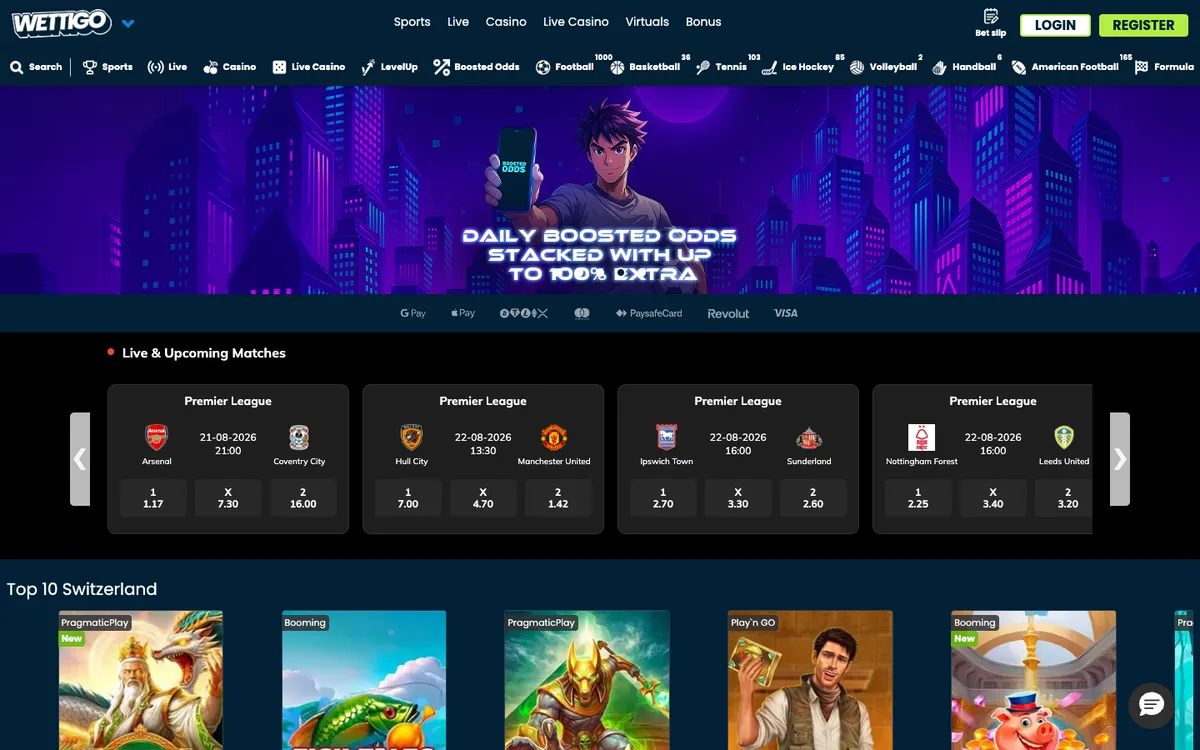 Wettigo Casino — «Акции», снято из страны Бельгия