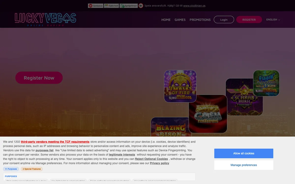 Lucky Vegas Casino — Sign-up, captured from Sweden