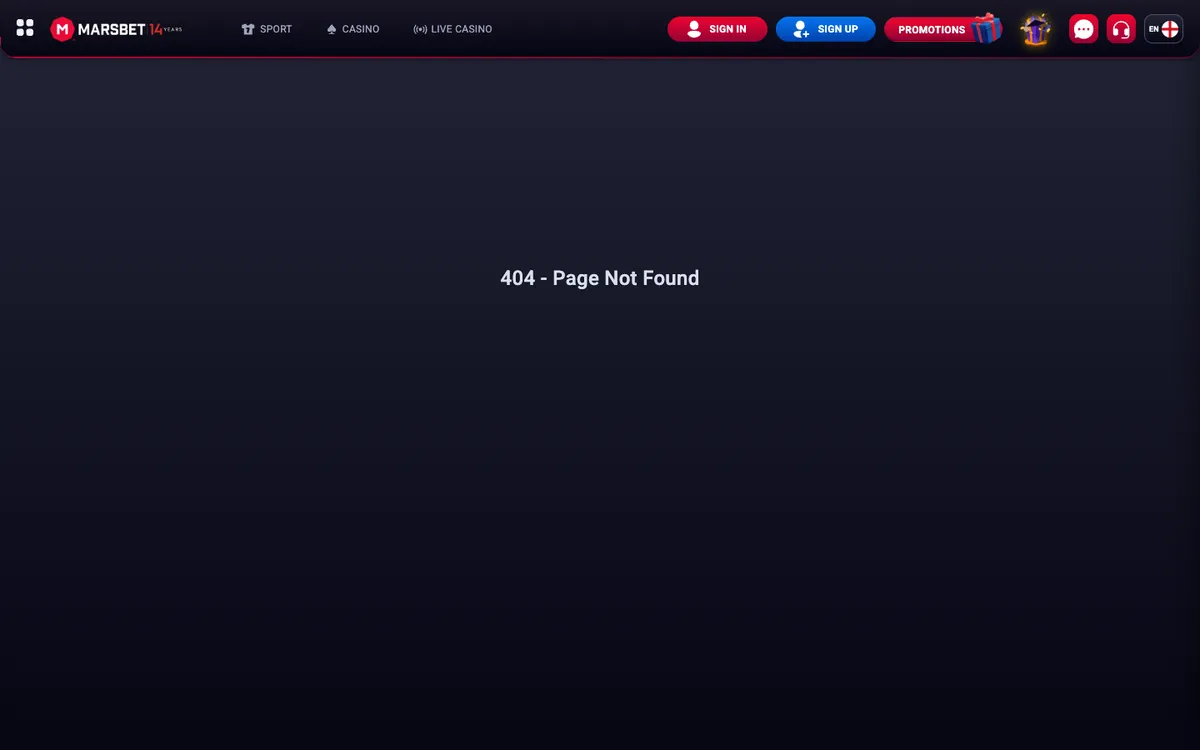 Marsbet Casino — Home page, captured from Austria