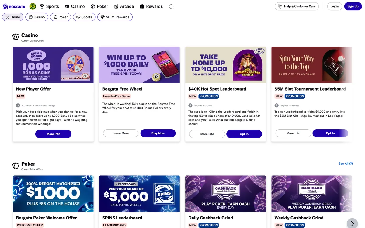 Borgata Online Casino USA — Promotions, captured from United States