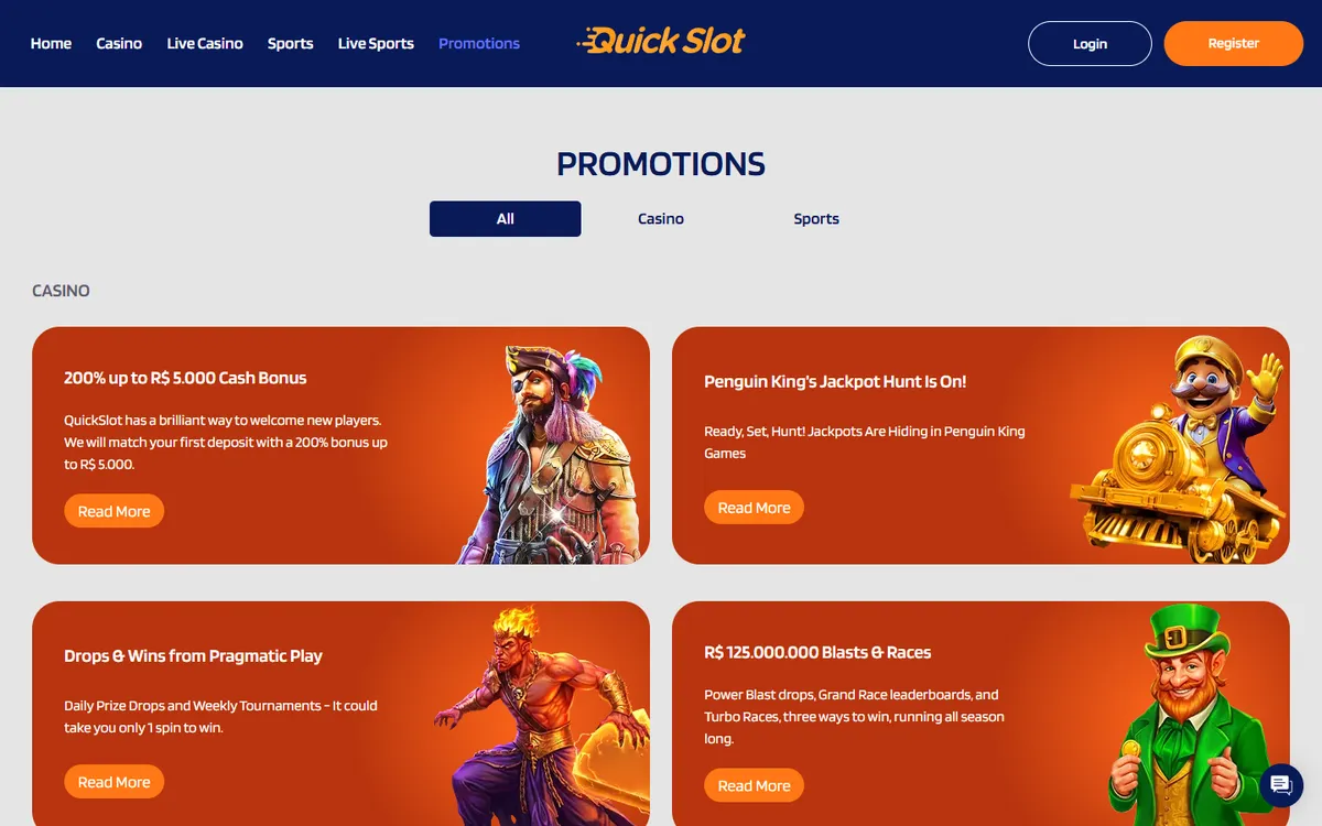 QuickSlot Casino — Promotions, captured from Canada