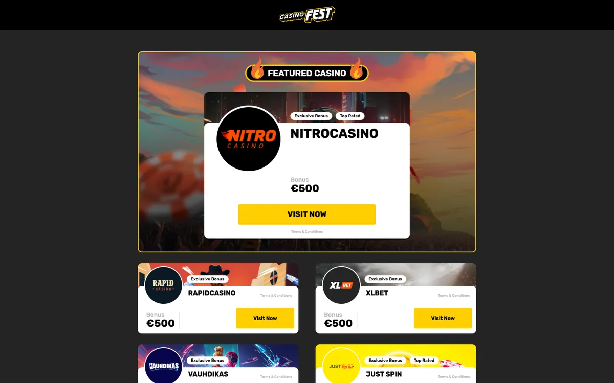 CasinoFest — Home page, captured from Belgium
