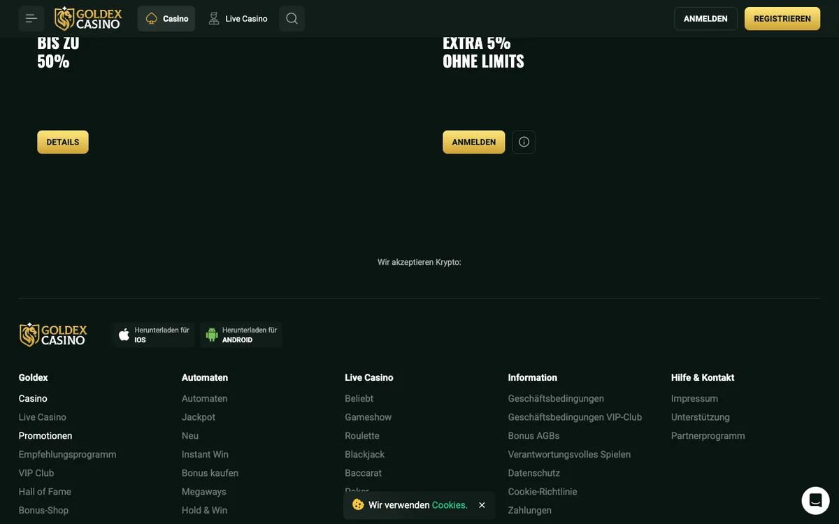 Goldex Casino — Promotions, captured from Austria
