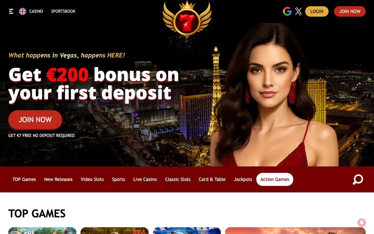7Red Casino — «Главная», снято из страны Великобритания
