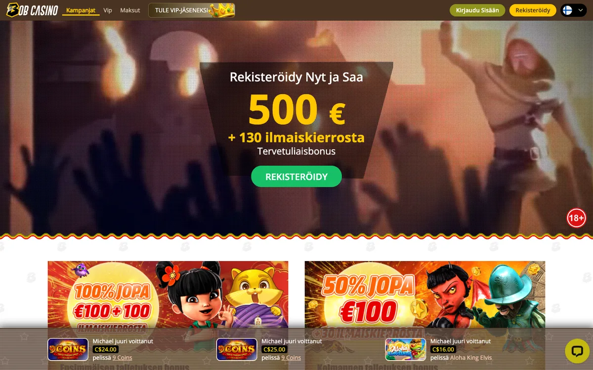 Bob Casino — Promotions, captured from Finland