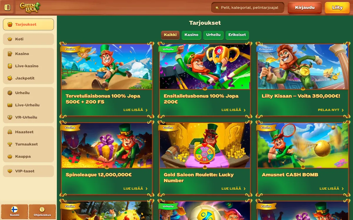 Greenluck Casino — «Акции», снято из страны Финляндия