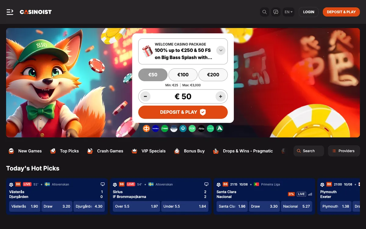 Casinoist Casino — Home page, captured from Finland