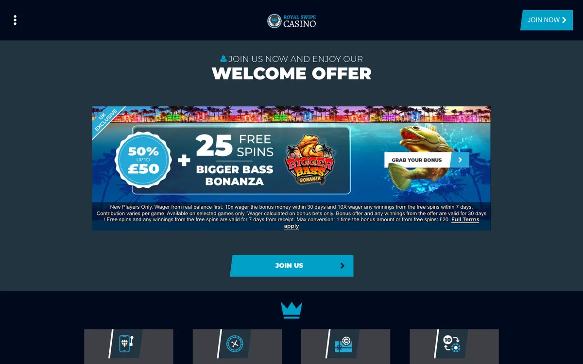 Royal Swipe Casino — «Главная», снято из страны Австралия