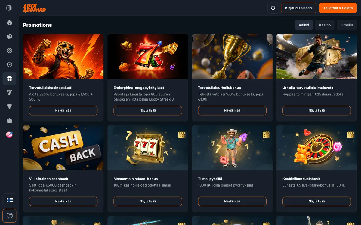 LuckLeopard Casino — Promotions, captured from Finland