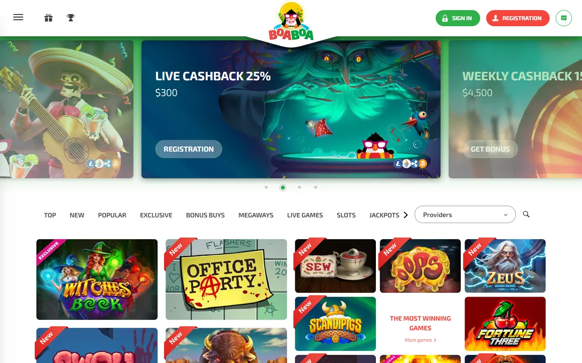 Boaboa Casino — Home page, captured from Canada