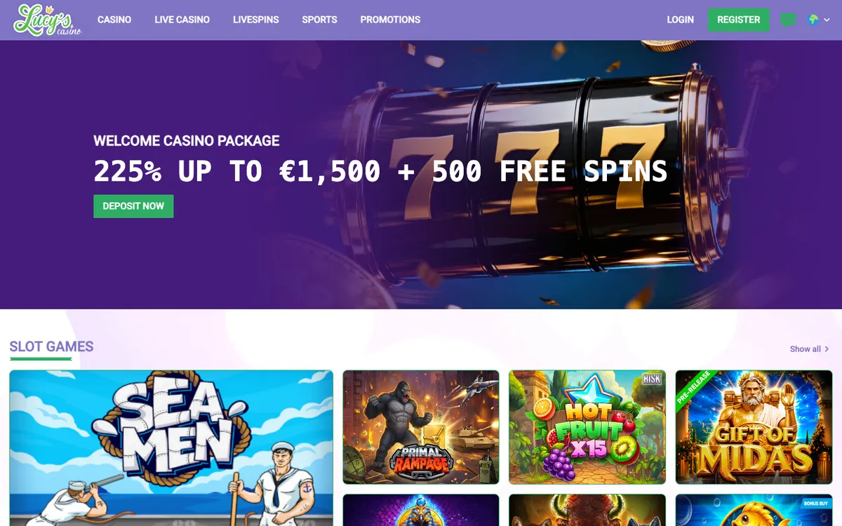 Lucy's Casino — Home page, captured from Finland