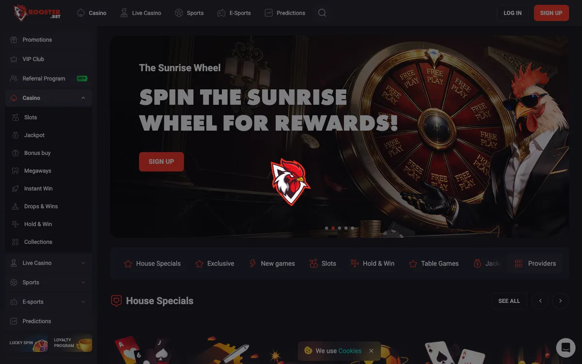 Rooster Bet Casino — Sign-up, captured from South Africa