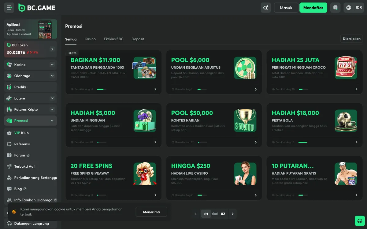 BC.Game Casino — «Акции», снято из страны Индонезия