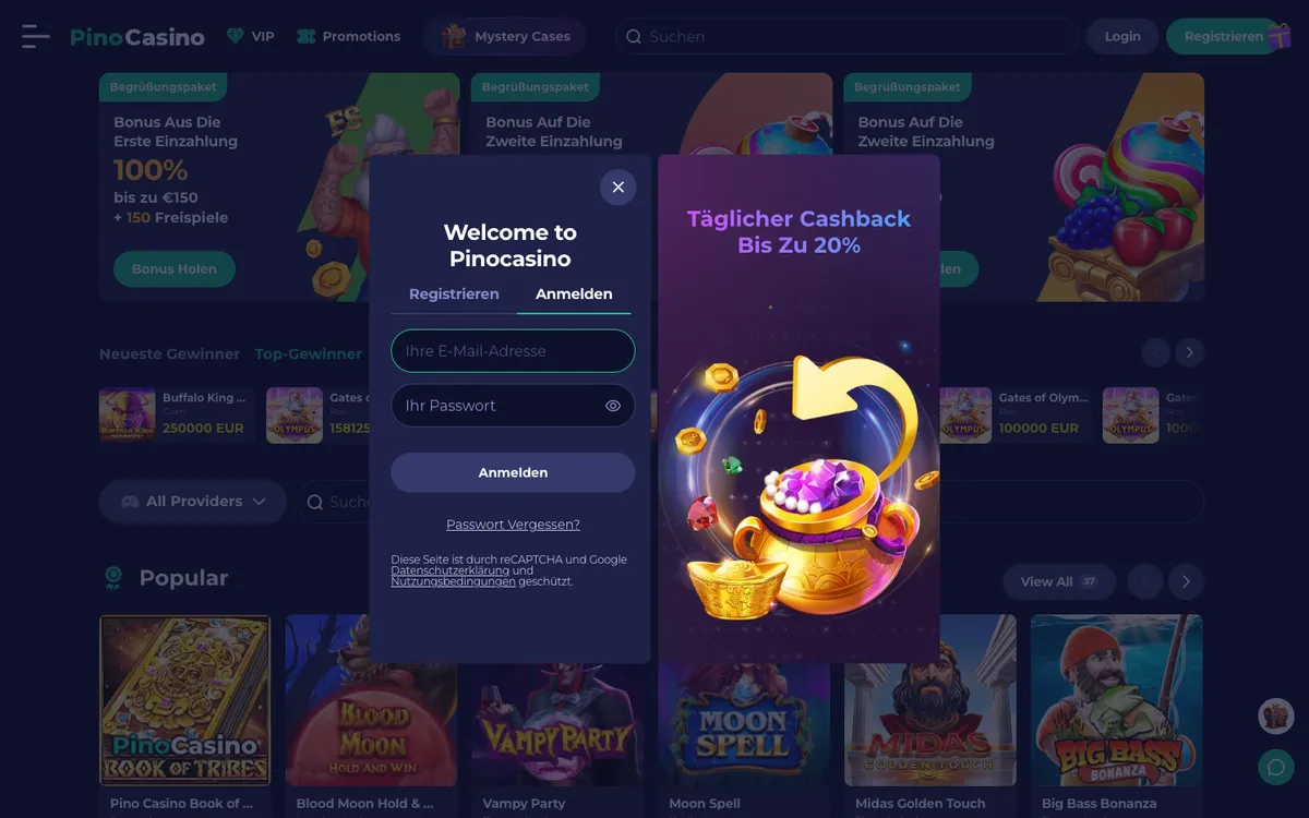 PinoCasino — Sign-up, captured from Germany
