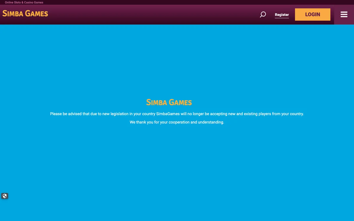Simba Games — Promotions, captured from Australia