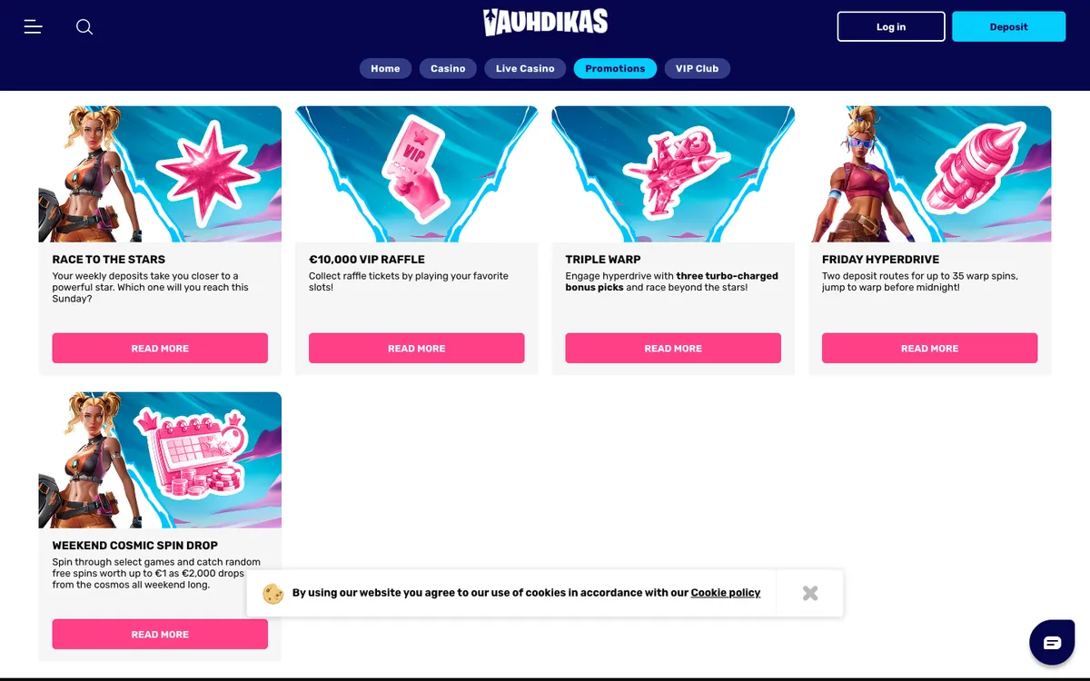 Vauhdikas Casino — «Акции», снято из страны Финляндия