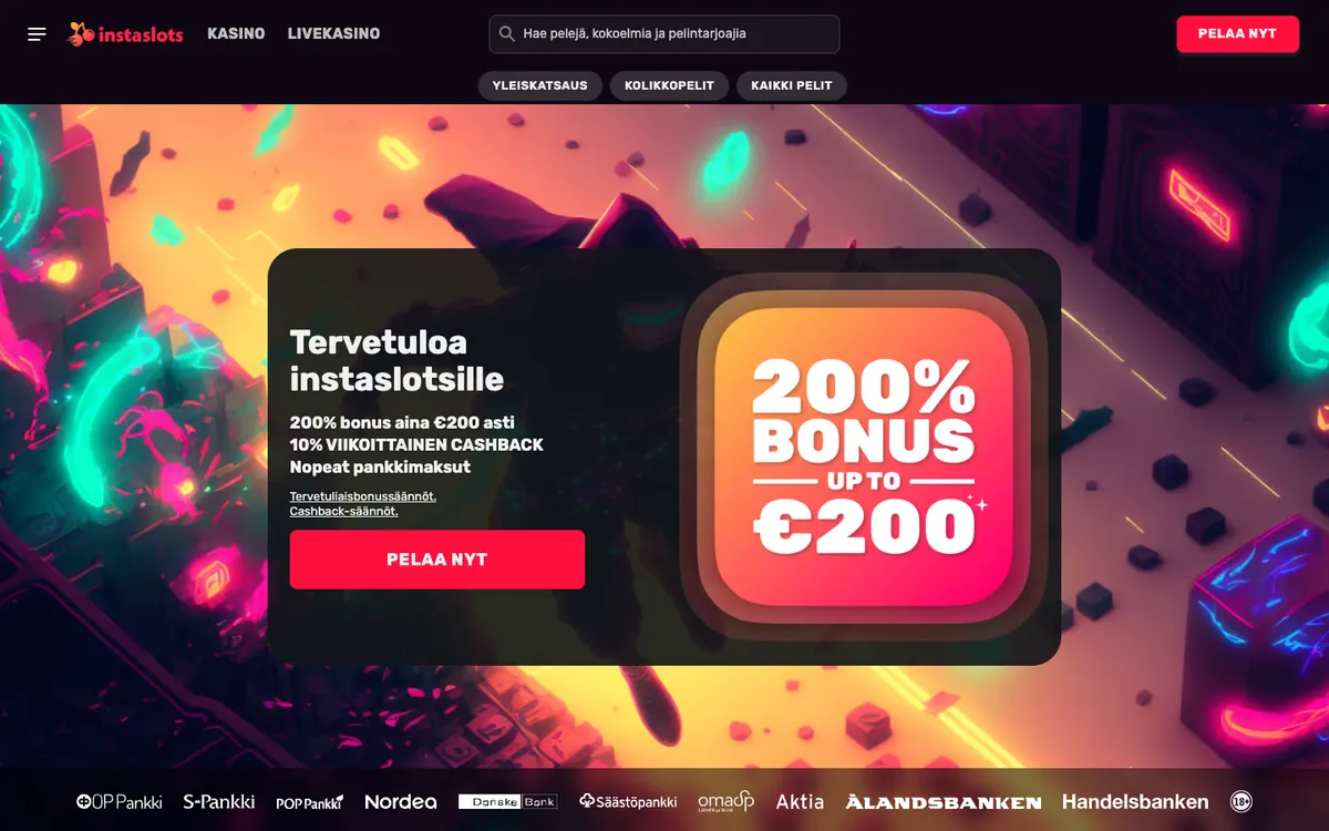 Instaslots Casino — «Главная», снято из страны Финляндия