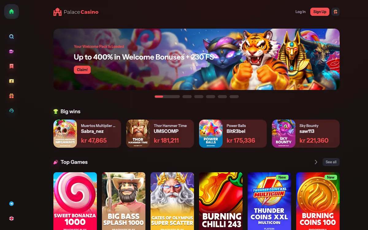 PalaceCasino — «Главная», снято из страны Норвегия