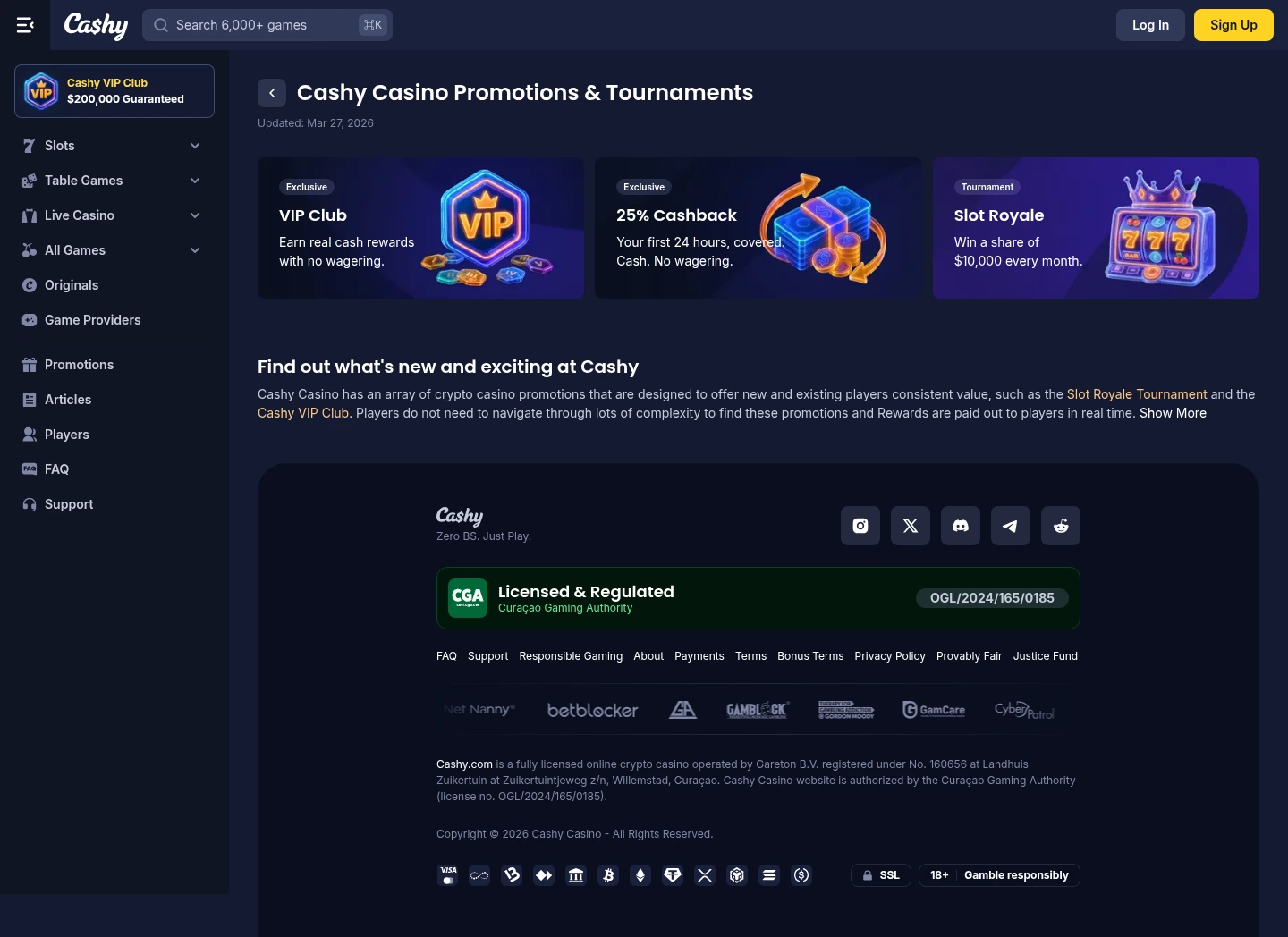 Cashy Casino — Promotions, captured from Australia