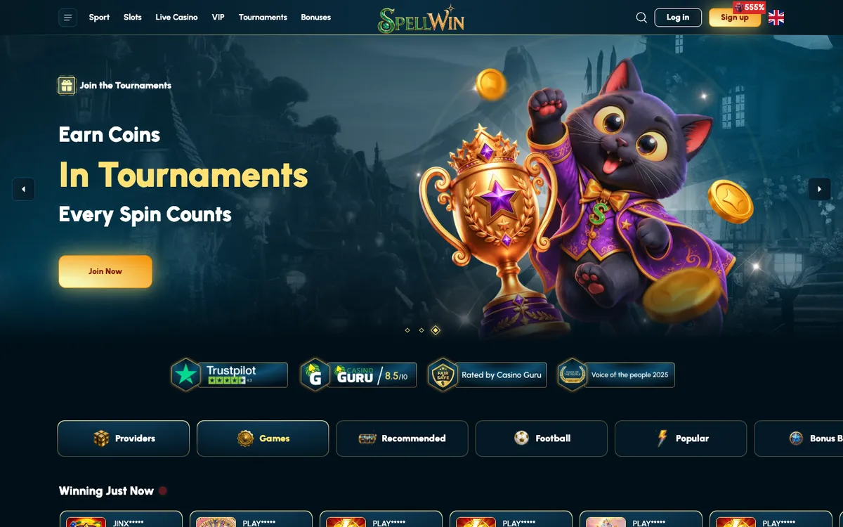 SpellWin Casino — «Главная», снято из страны Чили