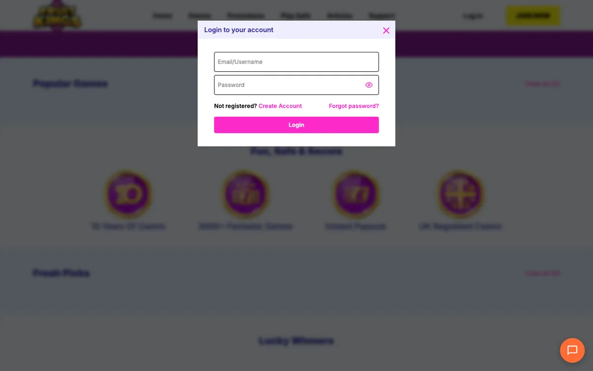 FruitKings Casino — Sign-up, captured from New Zealand
