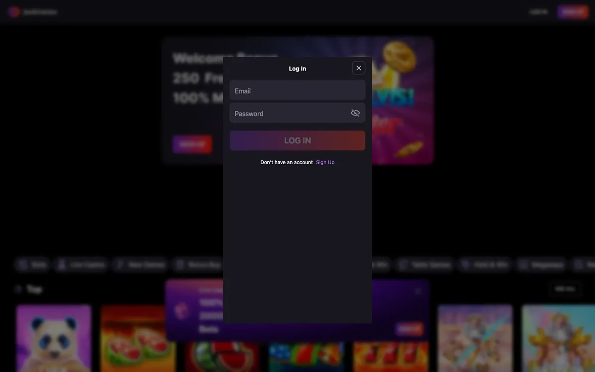 Jack Casino — Sign-up, captured from Brazil
