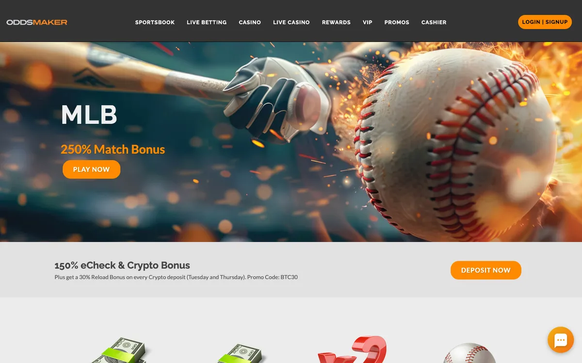 Odds Maker Casino — Home page, captured from United States
