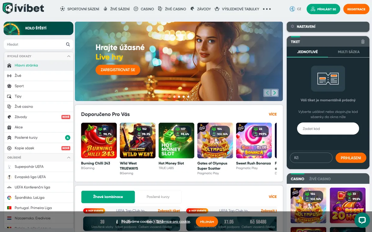 Ivibet Casino — «Акции», снято из страны Чехия