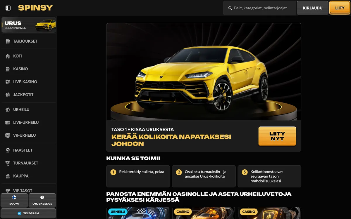 Spinsy Casino — Promotions, captured from Finland