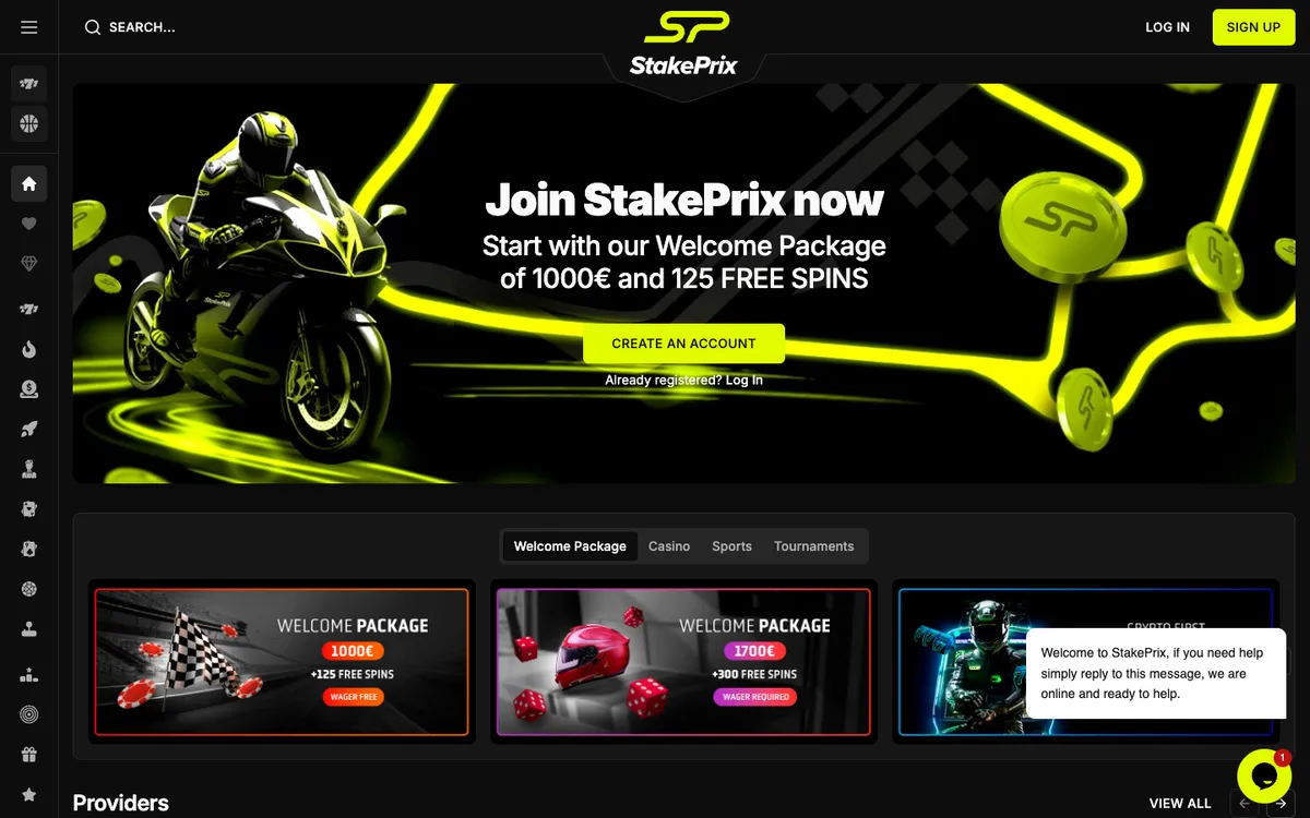 StakePrix Casino — «Главная», снято из страны Канада