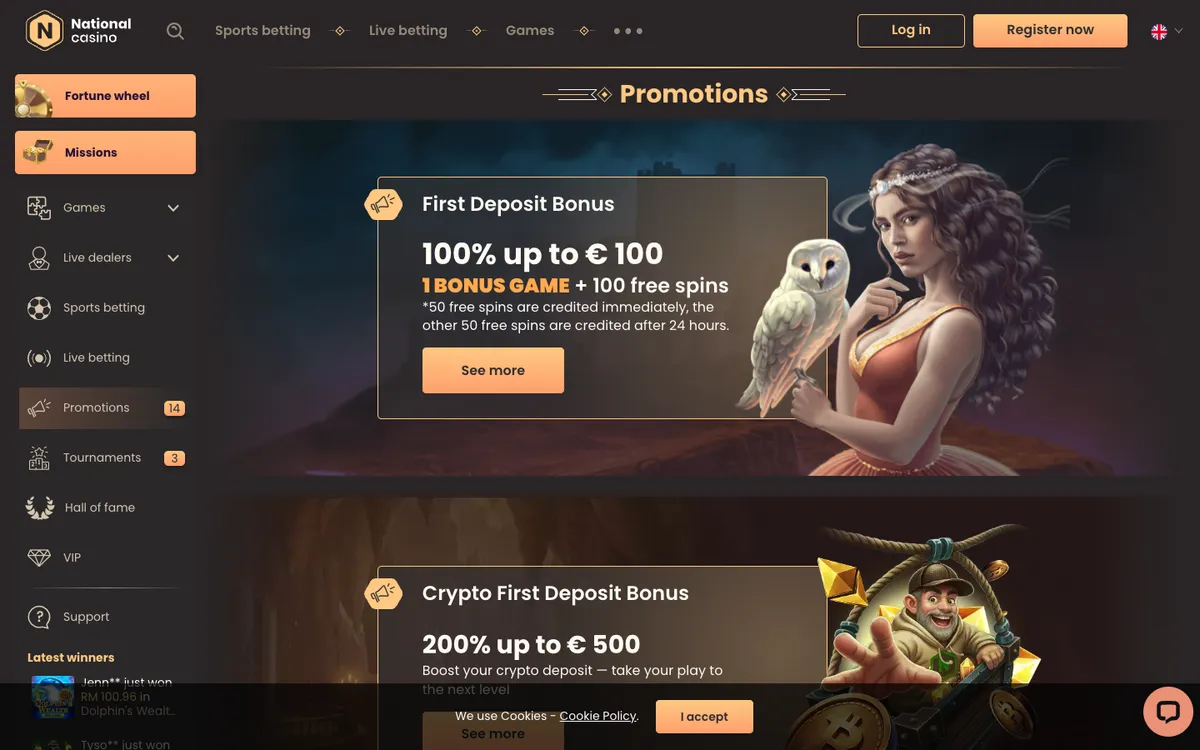 National Casino — Promotions, captured from Malaysia