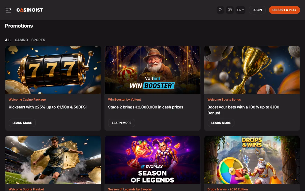 Casinoist Casino — Promotions, captured from Finland