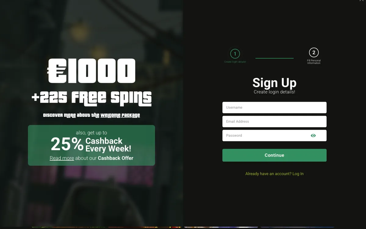Dbosses Casino — Sign-up, captured from Austria