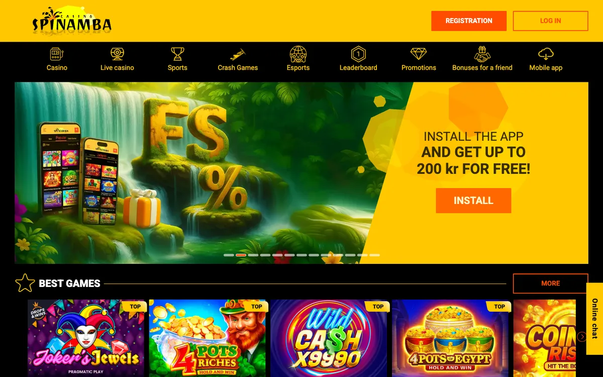Spinamba Casino — «Главная», снято из страны Норвегия