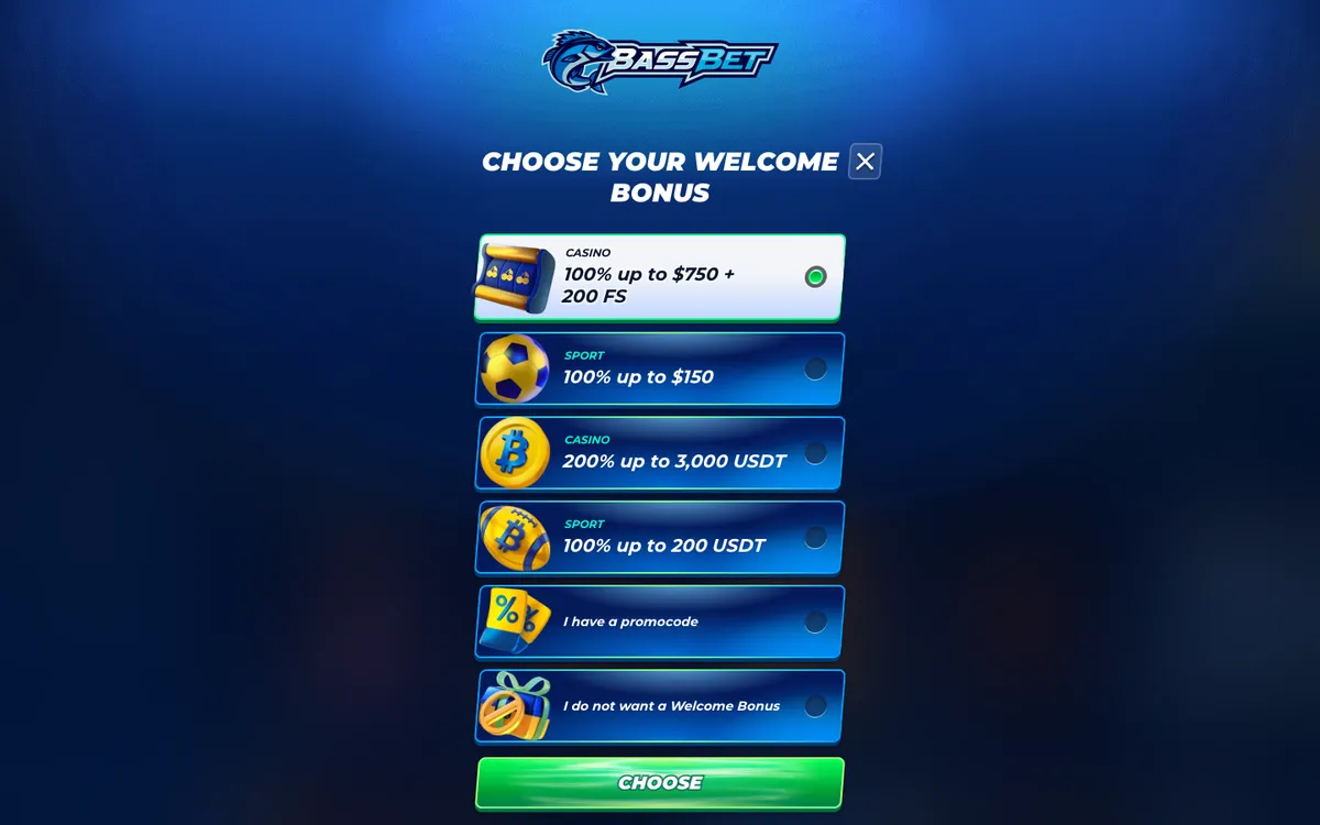 Bassbet Casino — Sign-up, captured from Canada