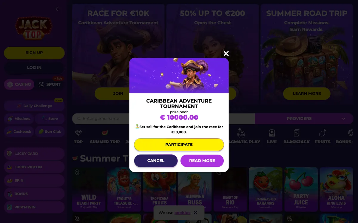 Jacktop Casino — «Главная», снято из страны Испания