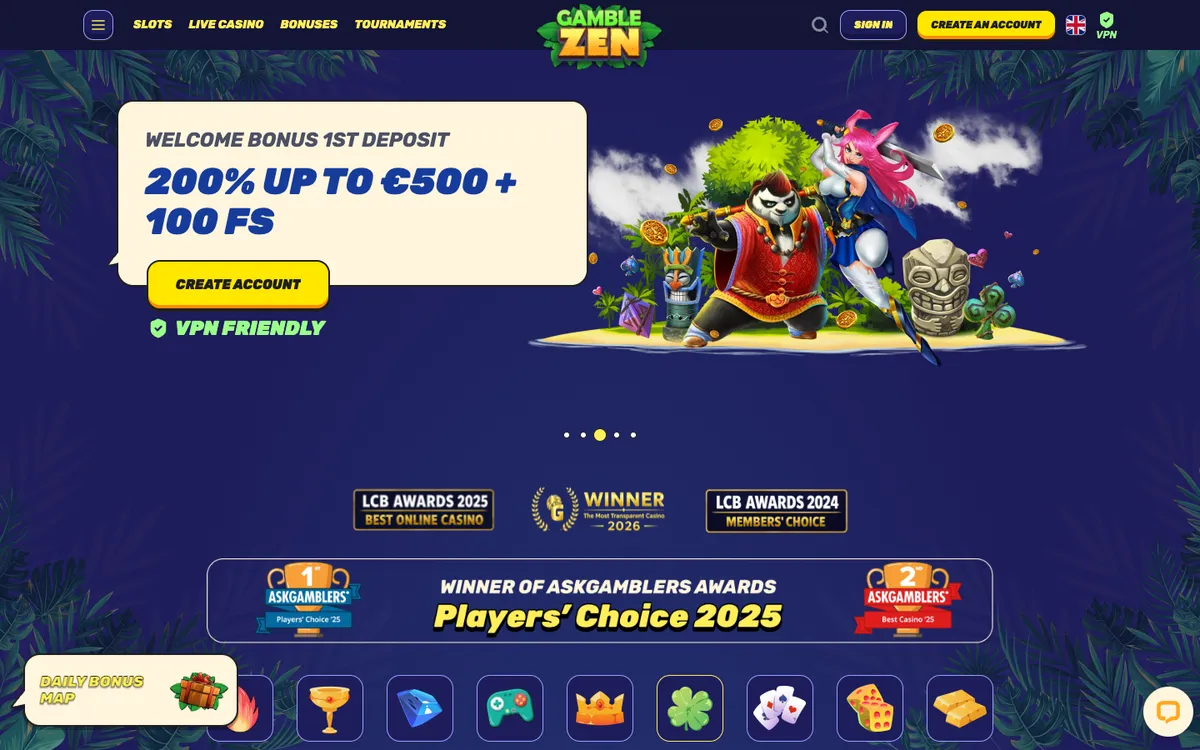 Gamblezen Casino — Home page, captured from Norway