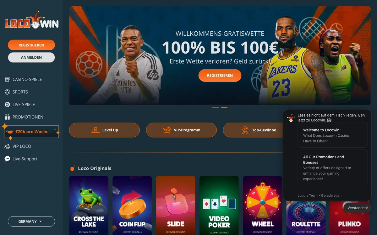 Locowin Casino — «Главная», снято из страны Германия
