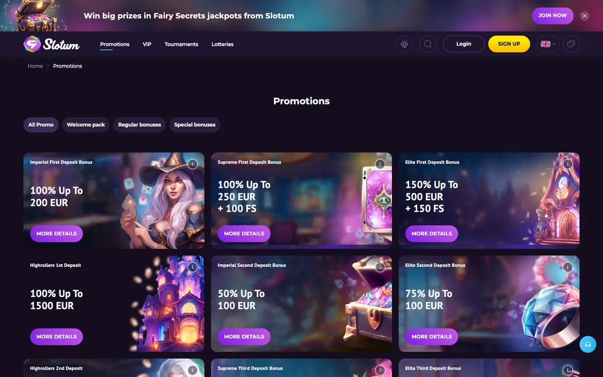 Slotum Casino — «Акции», снято из страны Норвегия
