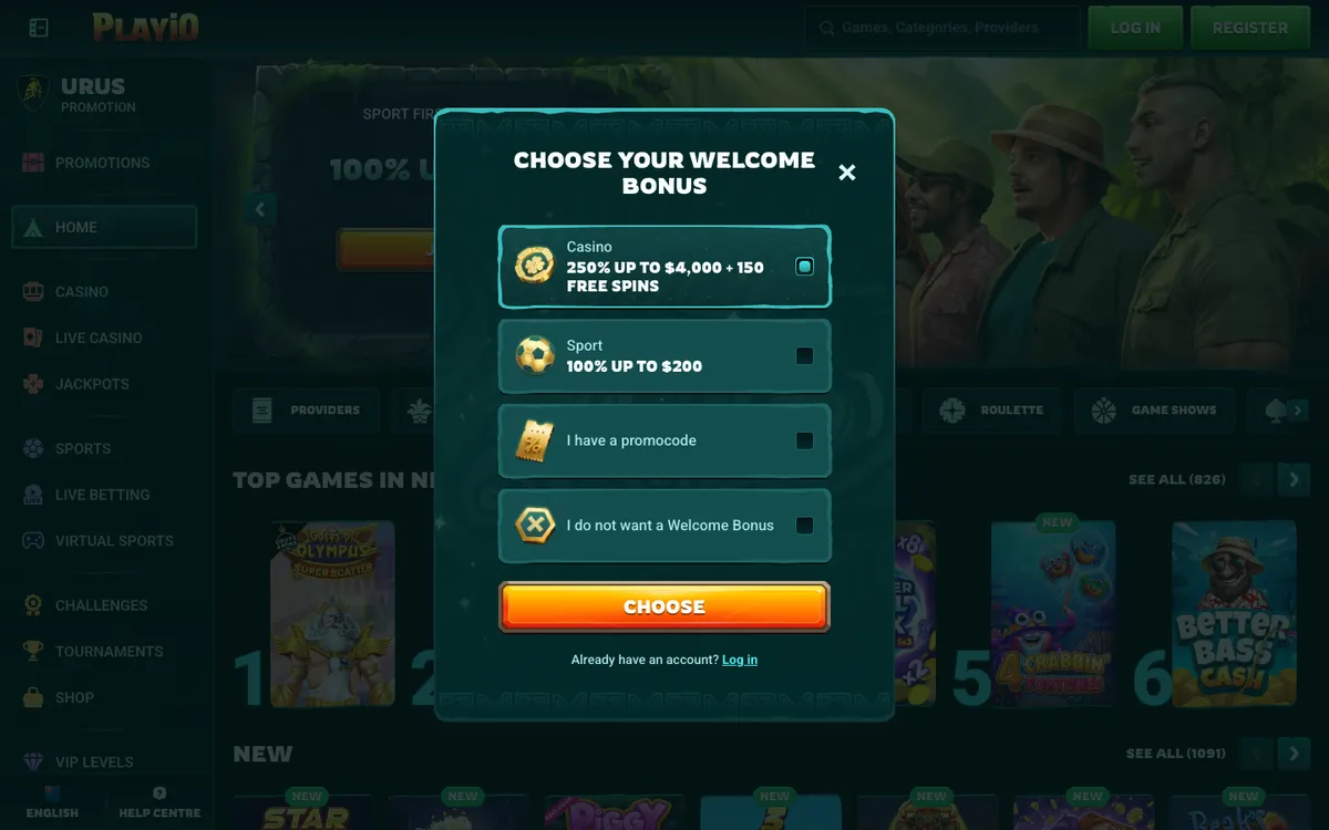 Playio Casino — Sign-up, captured from New Zealand